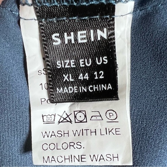 Steel blue notched neck frill trim blouse top size XL - Picture 7 of 8